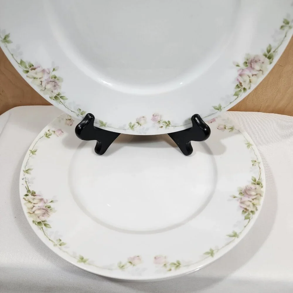 3 Rosenthal Pink Roses Dinner Plate 10" Donatello 1930s Bavaria antique vintage - Picture 8 of 10